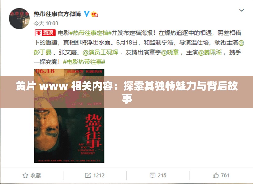 黄片 www 相关内容：探索其独特魅力与背后故事