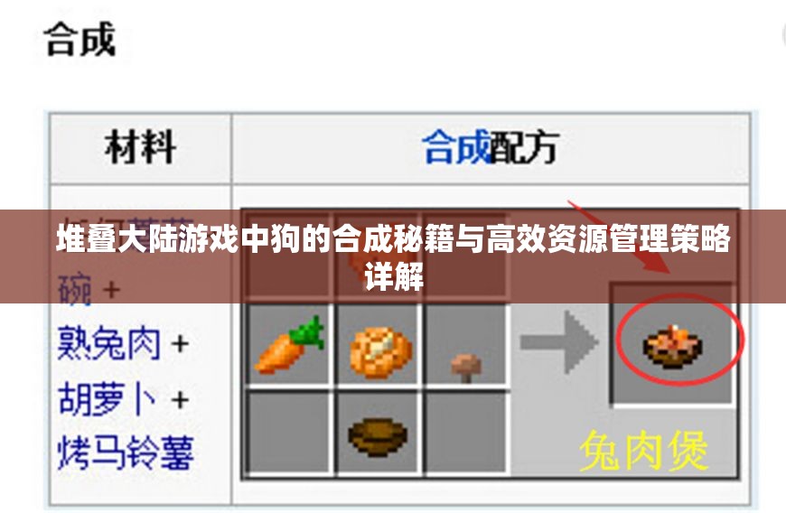 堆叠大陆游戏中狗的合成秘籍与高效资源管理策略详解
