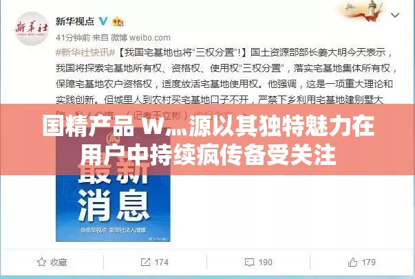 国精产品 W灬源以其独特魅力在用户中持续疯传备受关注