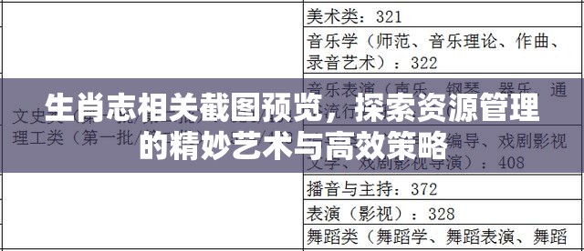 生肖志相关截图预览，探索资源管理的精妙艺术与高效策略
