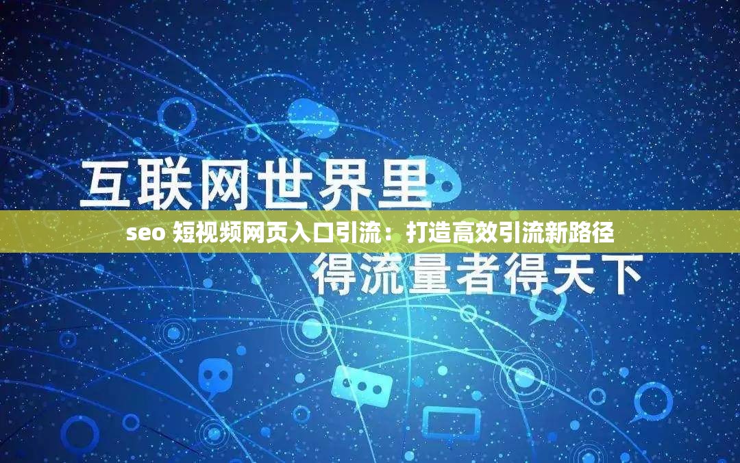 seo 短视频网页入口引流：打造高效引流新路径