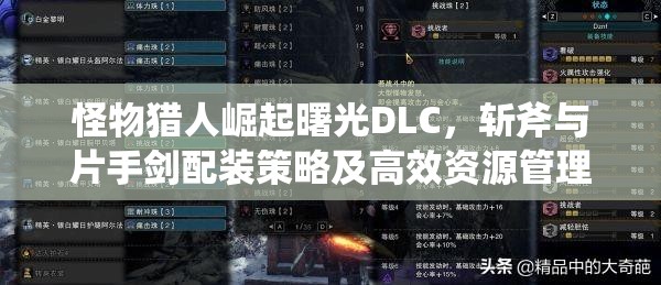 怪物猎人崛起曙光DLC，斩斧与片手剑配装策略及高效资源管理指南