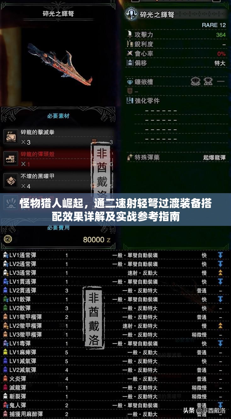 怪物猎人崛起，通二速射轻弩过渡装备搭配效果详解及实战参考指南