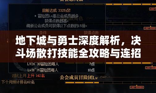 地下城与勇士深度解析，决斗场散打技能全攻略与连招表独家放送