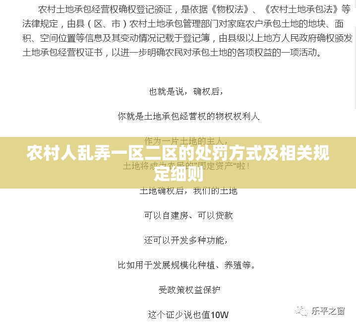 农村人乱弄一区二区的处罚方式及相关规定细则