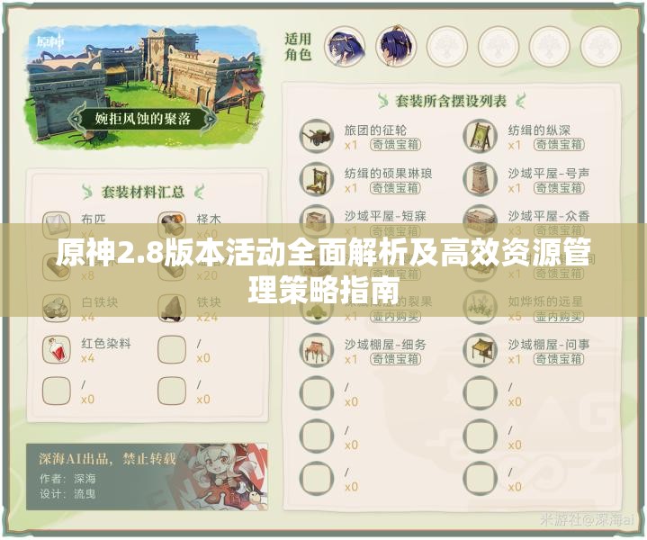原神2.8版本活动全面解析及高效资源管理策略指南