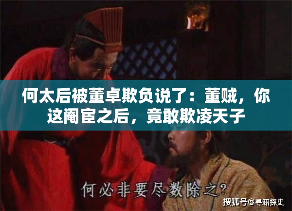 何太后被董卓欺负说了：董贼，你这阉宦之后，竟敢欺凌天子