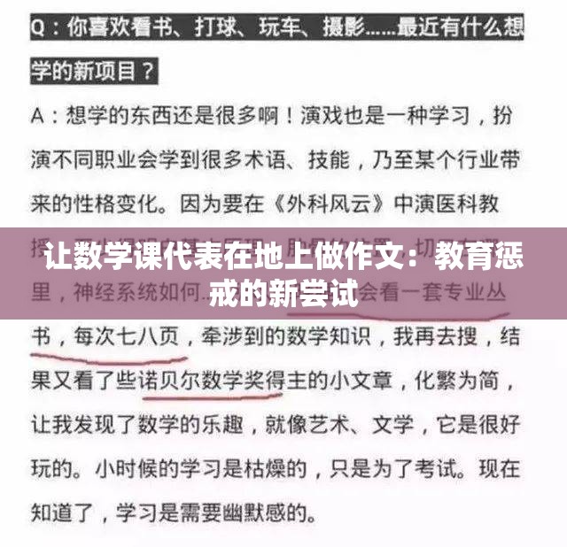 让数学课代表在地上做作文：教育惩戒的新尝试