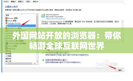 外国网站开放的浏览器：带你畅游全球互联网世界