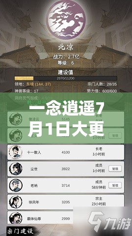 一念逍遥7月1日大更新，登录即领豪礼，凡人醉莲鲤活动震撼燃爆全服登场
