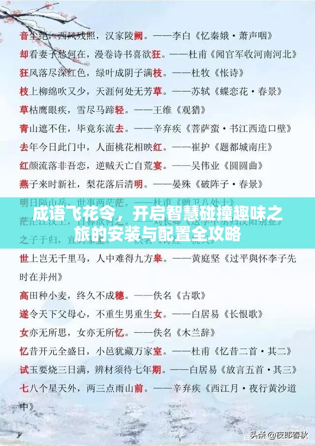 成语飞花令，开启智慧碰撞趣味之旅的安装与配置全攻略