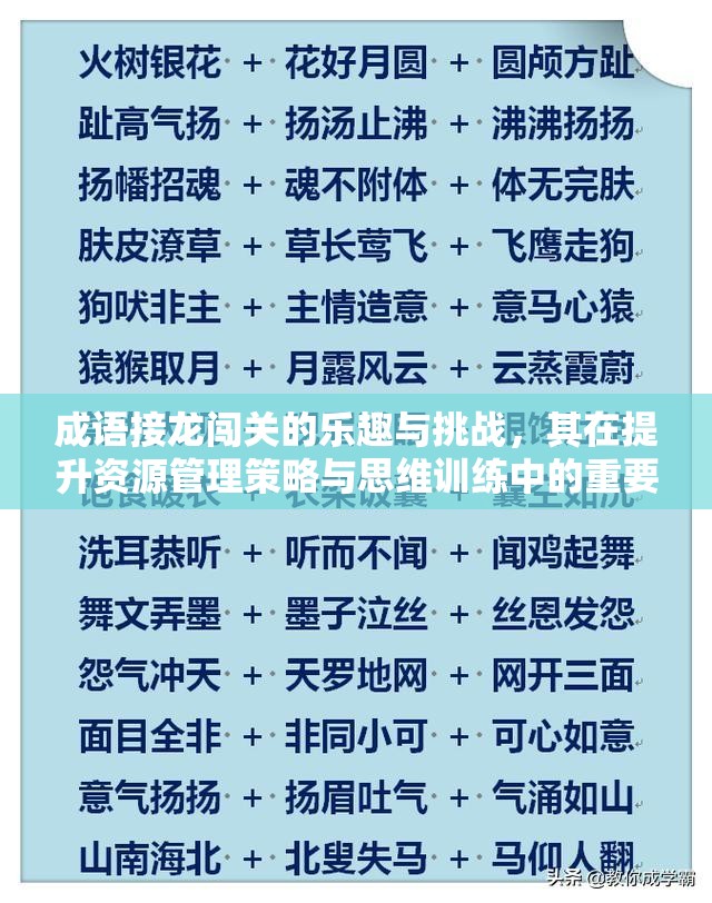 成语接龙闯关的乐趣与挑战，其在提升资源管理策略与思维训练中的重要性解析