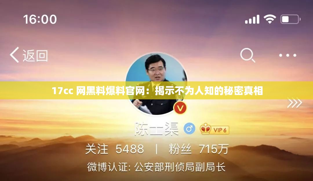 17cc 网黑料爆料官网：揭示不为人知的秘密真相