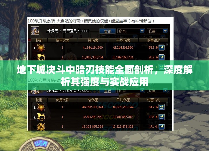 地下城决斗中暗刃技能全面剖析，深度解析其强度与实战应用