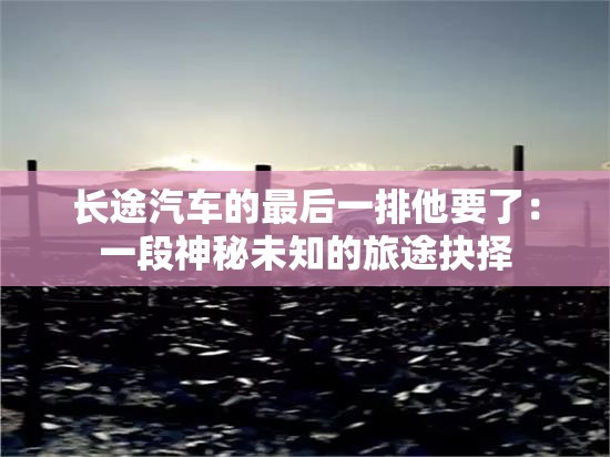 长途汽车的最后一排他要了：一段神秘未知的旅途抉择