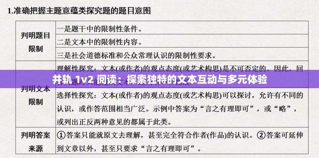 并轨 1v2 阅读：探索独特的文本互动与多元体验