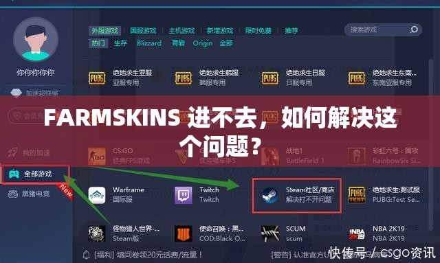 FARMSKINS 进不去，如何解决这个问题？