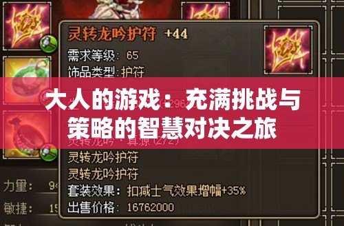 大人的游戏：充满挑战与策略的智慧对决之旅