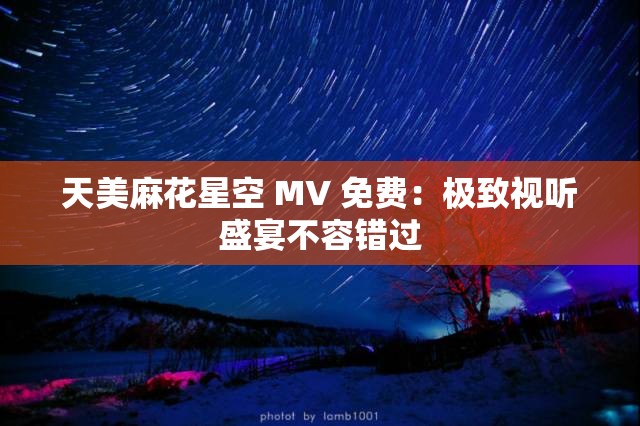 天美麻花星空 MV 免费：极致视听盛宴不容错过