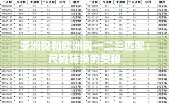 亚洲码和欧洲码一二三匹配：尺码转换的奥秘