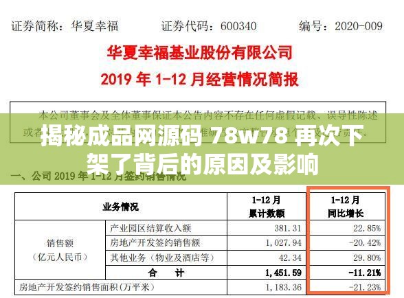 揭秘成品网源码 78w78 再次下架了背后的原因及影响