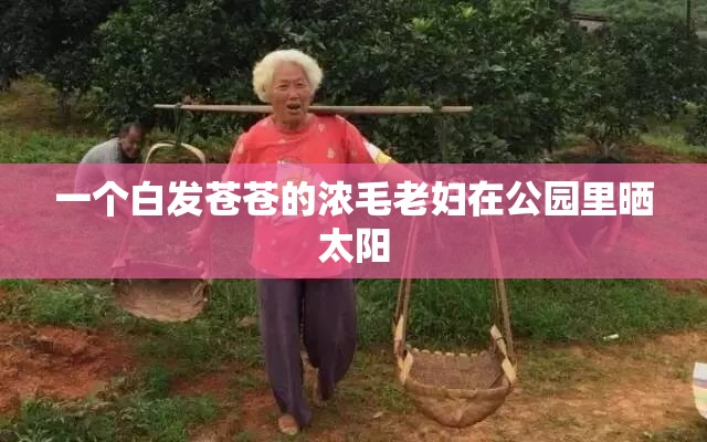一个白发苍苍的浓毛老妇在公园里晒太阳