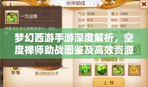 梦幻西游手游深度解析，空度禅师助战图鉴及高效资源管理策略