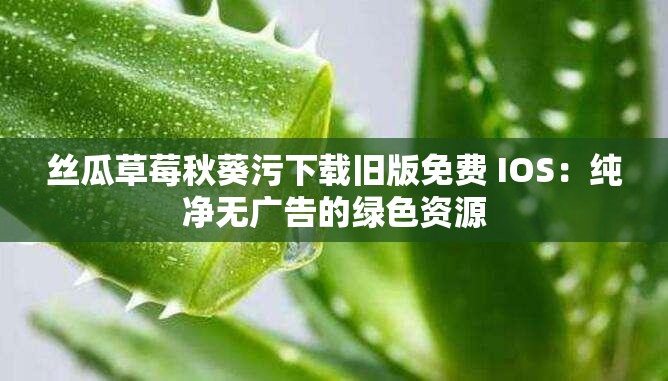 丝瓜草莓秋葵污下载旧版免费 IOS：纯净无广告的绿色资源