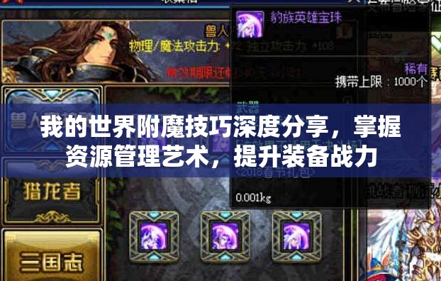 我的世界附魔技巧深度分享，掌握资源管理艺术，提升装备战力