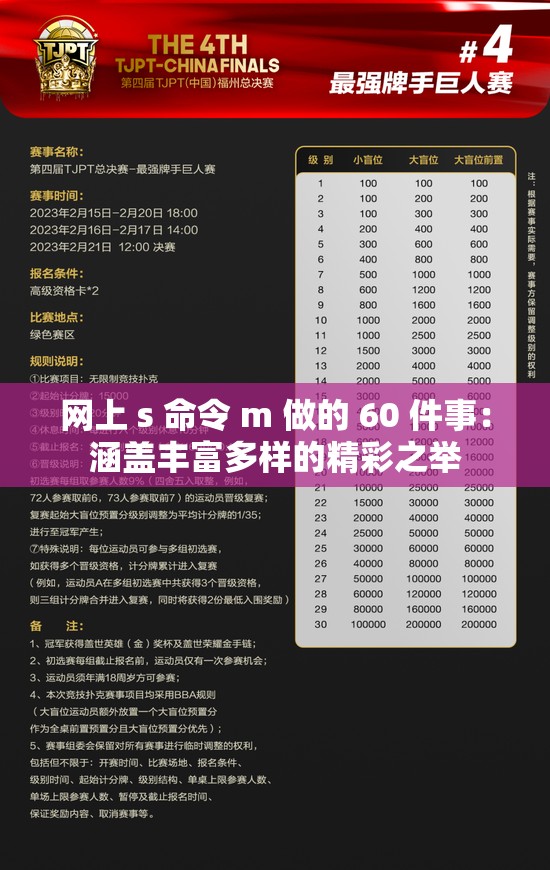 网上 s 命令 m 做的 60 件事：涵盖丰富多样的精彩之举