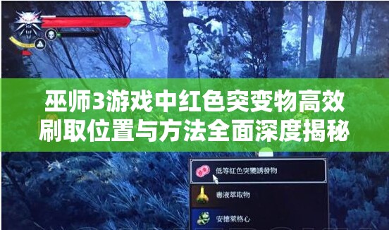 巫师3游戏中红色突变物高效刷取位置与方法全面深度揭秘