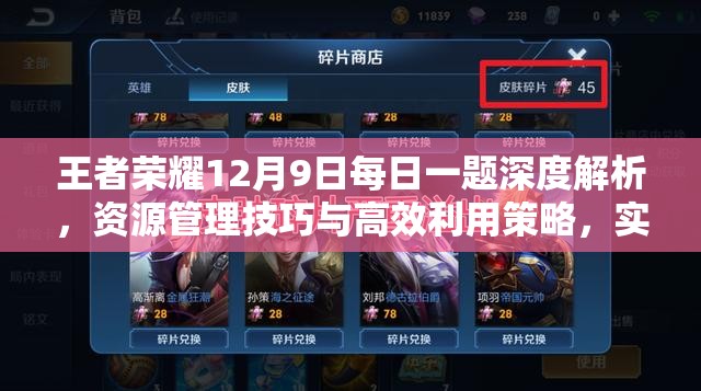 王者荣耀12月9日每日一题深度解析，资源管理技巧与高效利用策略，实现价值最大化