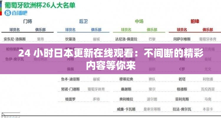 24 小时日本更新在线观看：不间断的精彩内容等你来