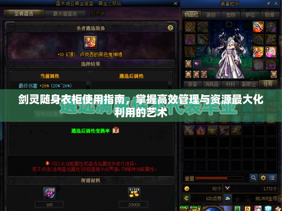 剑灵随身衣柜使用指南，掌握高效管理与资源最大化利用的艺术