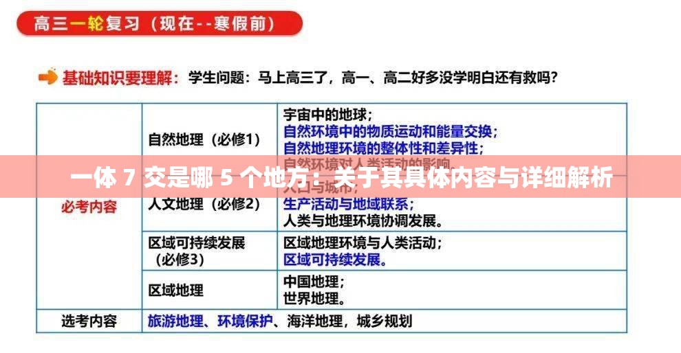 一体 7 交是哪 5 个地方：关于其具体内容与详细解析