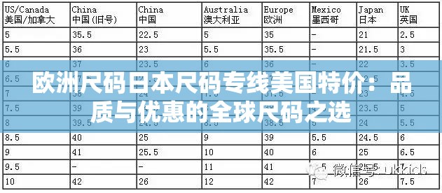 欧洲尺码日本尺码专线美国特价：品质与优惠的全球尺码之选