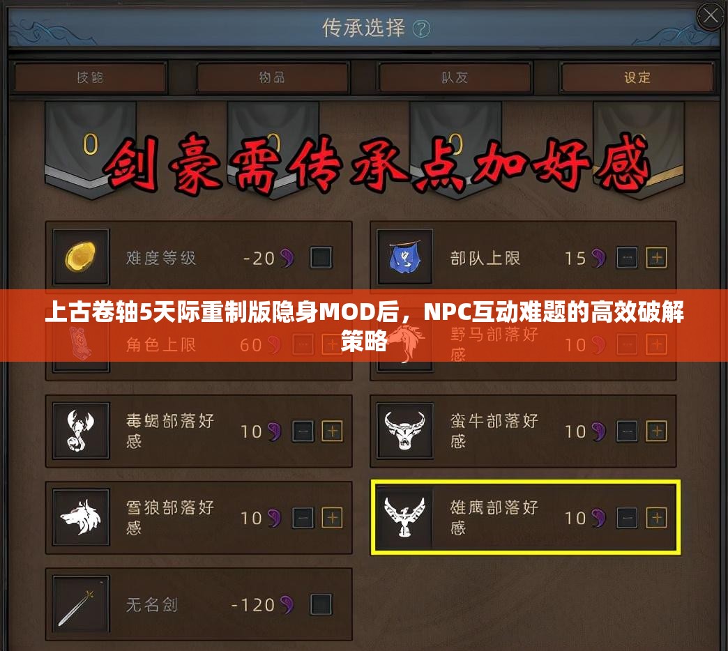 上古卷轴5天际重制版隐身MOD后，NPC互动难题的高效破解策略