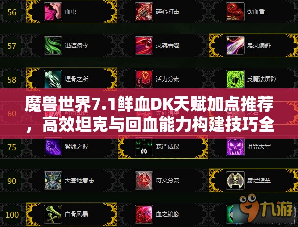 魔兽世界7.1鲜血DK天赋加点推荐，高效坦克与回血能力构建技巧全揭秘