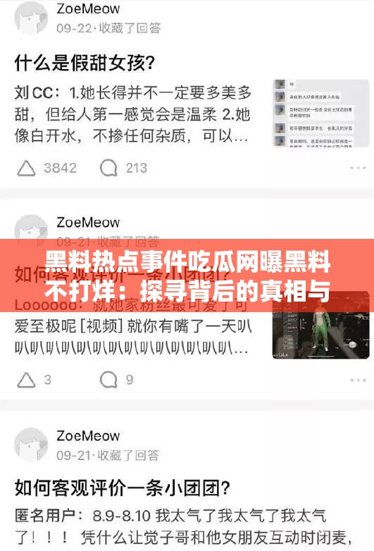 黑料热点事件吃瓜网曝黑料不打烊：探寻背后的真相与影响
