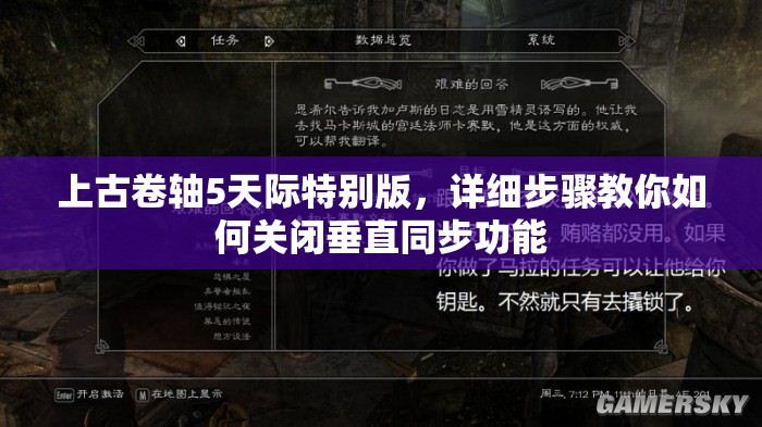 上古卷轴5天际特别版，详细步骤教你如何关闭垂直同步功能