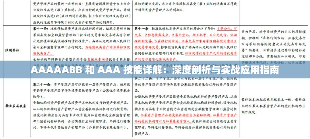 AAAAABB 和 AAA 技能详解：深度剖析与实战应用指南