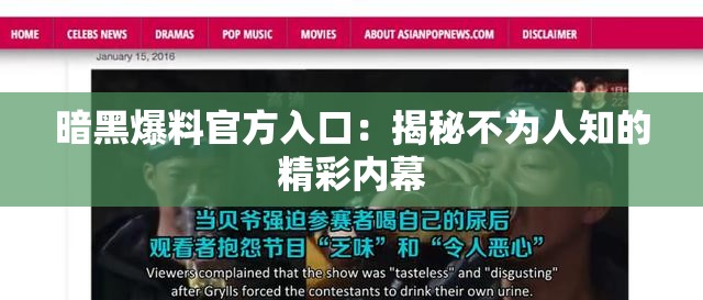 暗黑爆料官方入口：揭秘不为人知的精彩内幕