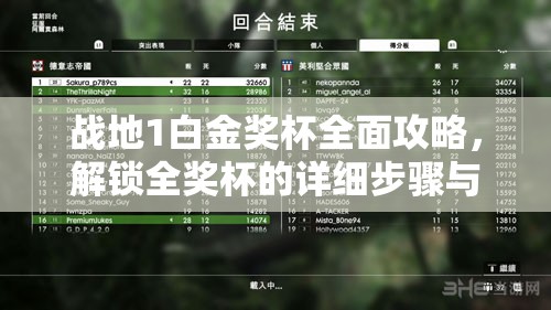 战地1白金奖杯全面攻略，解锁全奖杯的详细步骤与指南