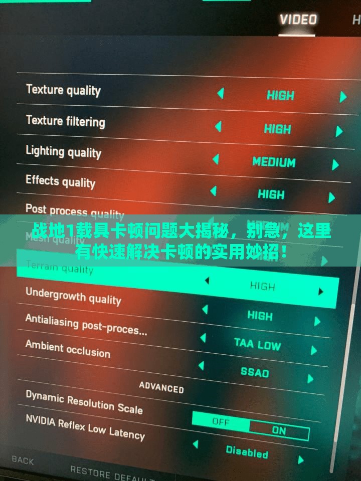 战地1载具卡顿问题大揭秘，别急，这里有快速解决卡顿的实用妙招！