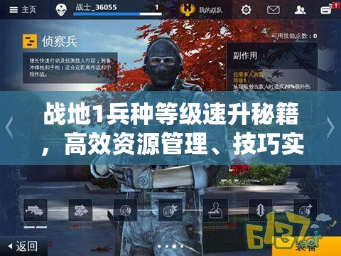 战地1兵种等级速升秘籍，高效资源管理、技巧实战运用及避免资源浪费策略