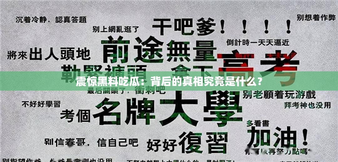 震惊黑料吃瓜：背后的真相究竟是什么？