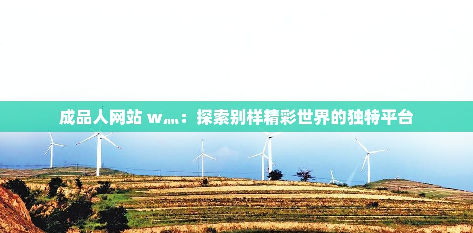 成品人网站 w灬：探索别样精彩世界的独特平台