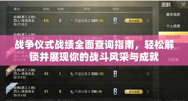 战争仪式战绩全面查询指南，轻松解锁并展现你的战斗风采与成就