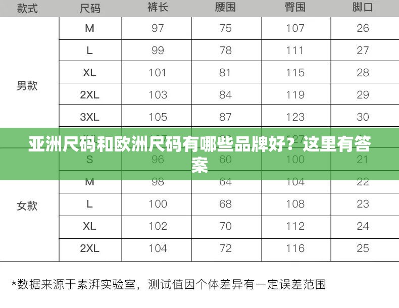 亚洲尺码和欧洲尺码有哪些品牌好？这里有答案