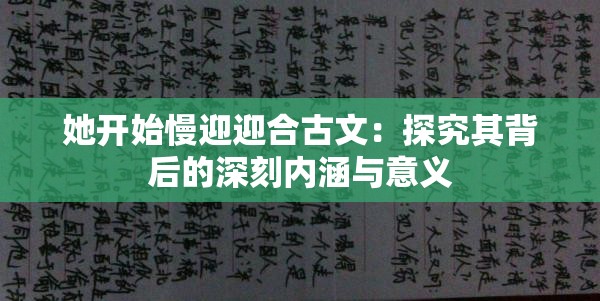 她开始慢迎迎合古文：探究其背后的深刻内涵与意义